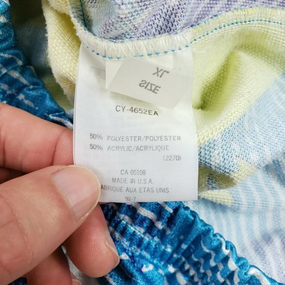 Vintage Descente 1/4 1/2 Zip Cycling Jersey Mens XL All Over Print USA Made - Picture 8 of 8